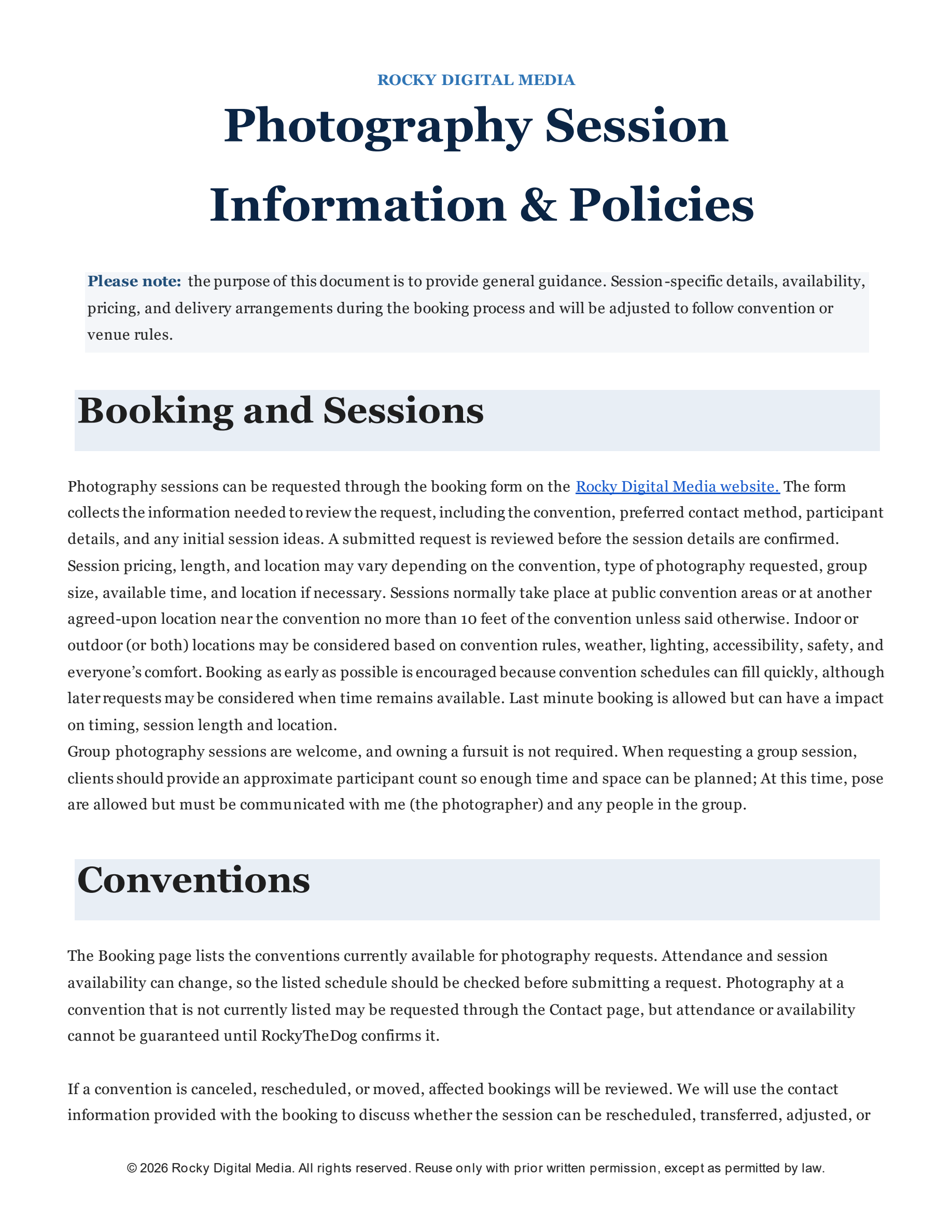 Photography policies, page 1 of 3