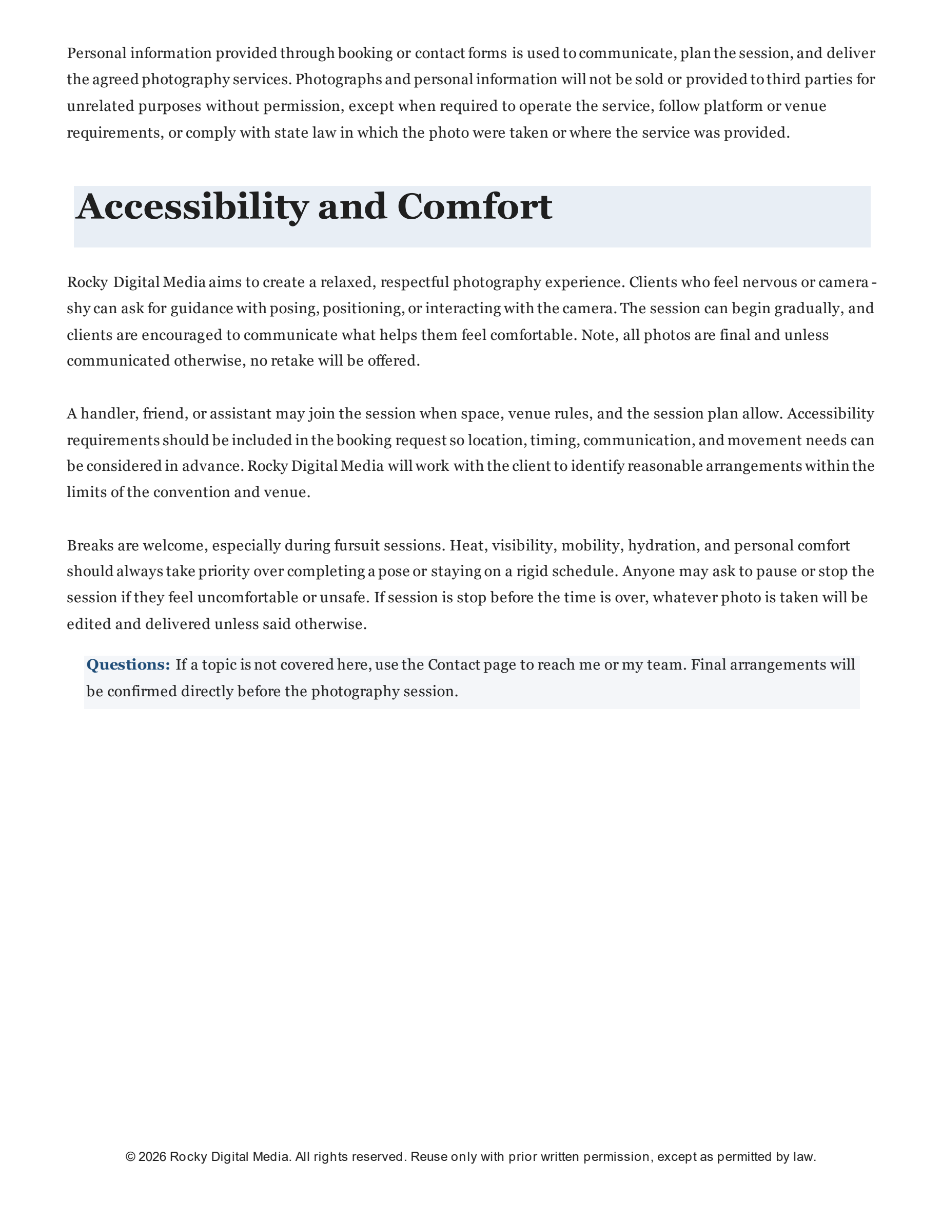 Photography policies, page 3 of 3